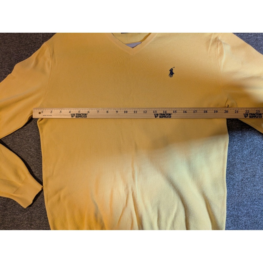 Polo Ralph Lauren Sweater Men's M Yellow Pima Cotton V Neck Preppy Golf Classic - Picture 3 of 9